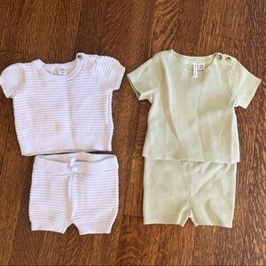 Janie and Jack Ribbed Knit Baby Matching Top & Short Sets